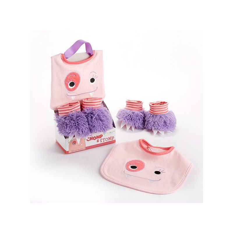 Bavoir et chaussons Chomp Rose naissance cadeau