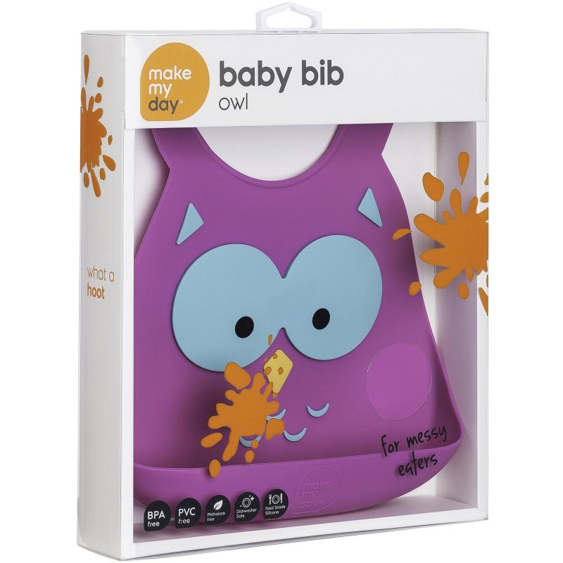 Kdo Bavoir Bebe En Silicone Souple Hibou Rose Fripoune