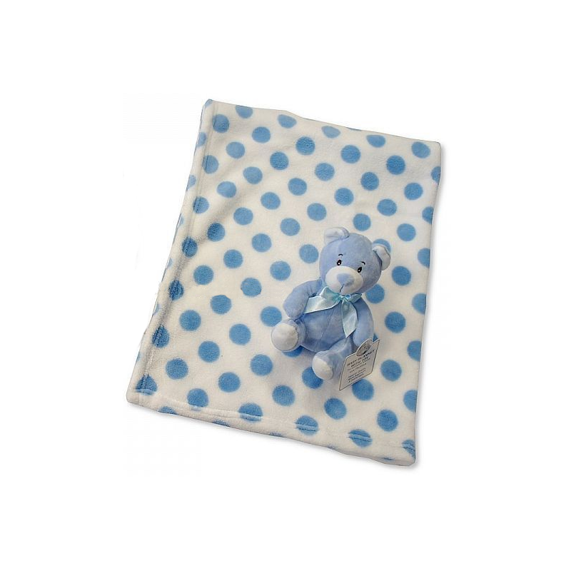 Cadeau De Naissance Pour Bebe Un Ours En Peluche Et Sa Couverture Bleu