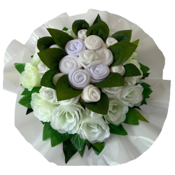 bouquet naissance blanc de fleurs de layettes