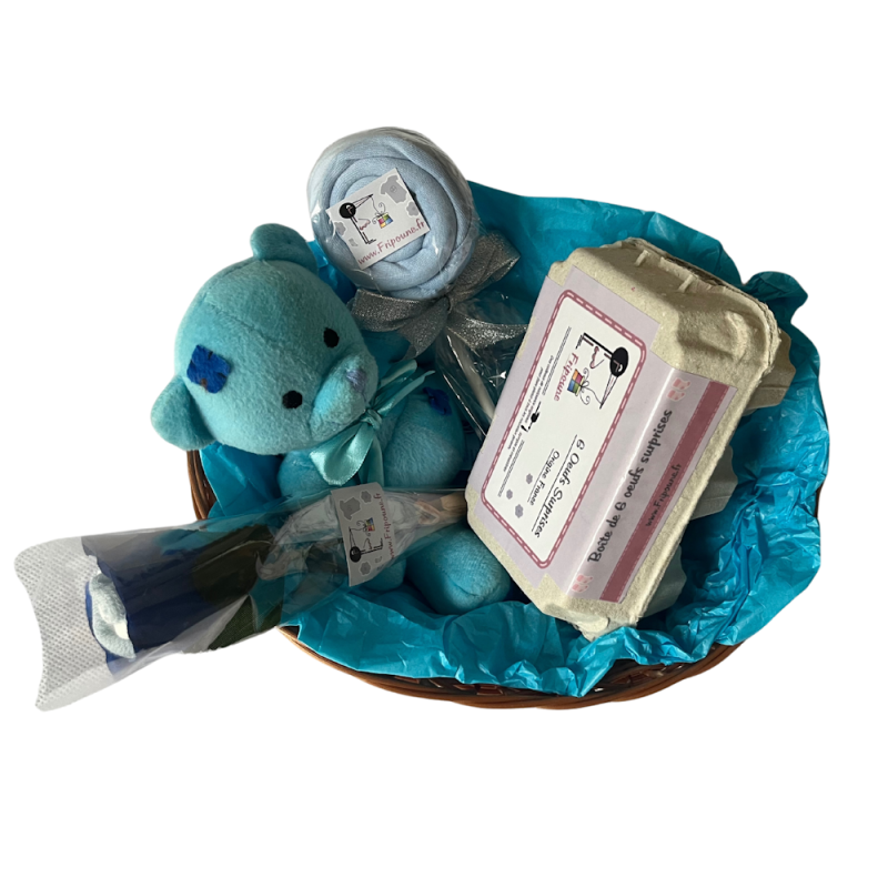 Coffret cadeau bébé panier naissance garçon